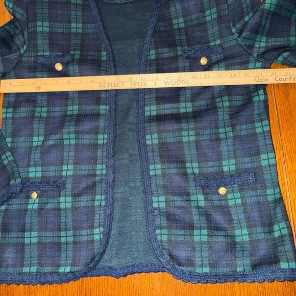 Alfred Dunner Vintage Plaid Jacket – Size 10 – Made in USA – Gold Button Trim - Picture 8 of 11